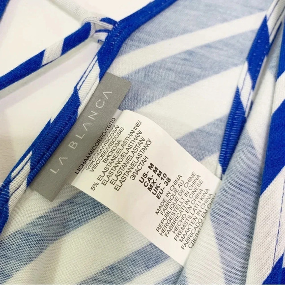 La Blanca Archistripe Swim Cover Up Maxi Dress Blue MISSING BELT Size M NWT - Picture 9 of 11
